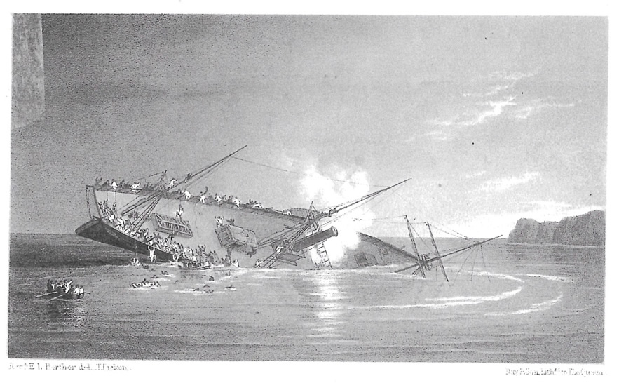 An artist's impression of the SS Orion which was lost just outside Portpatrick harbour on 18th June 1850